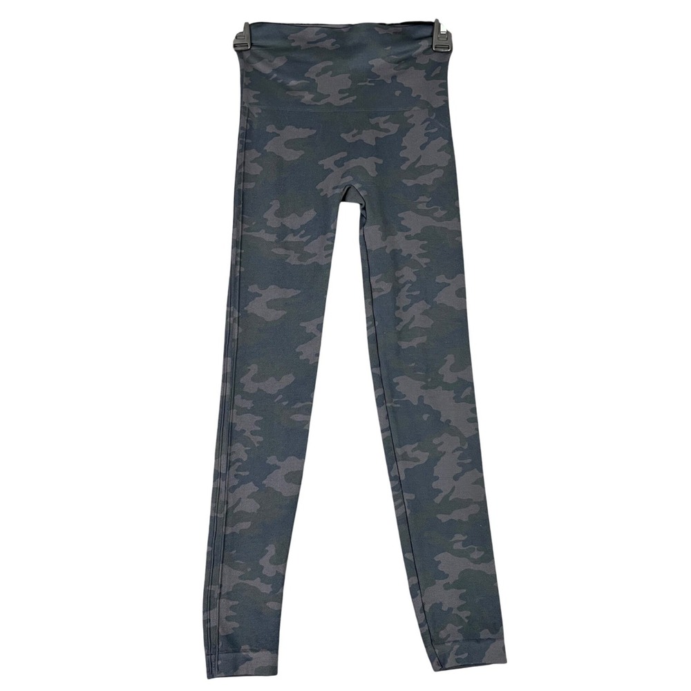 Spanx Look At Me Now Camo Seamless Leggings Womens S Compression‎ Black Gray